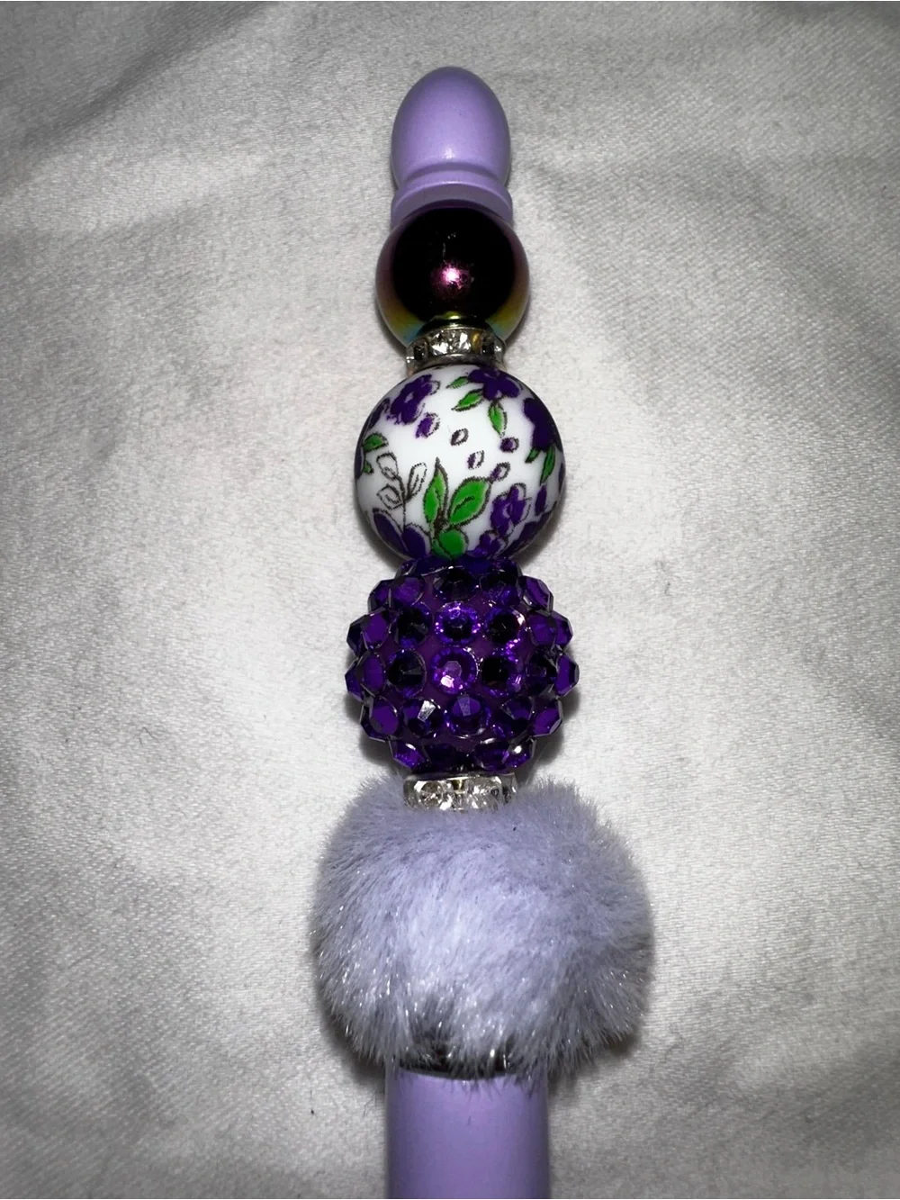 Lavender Ombre Beaded Pom Stylus Pen